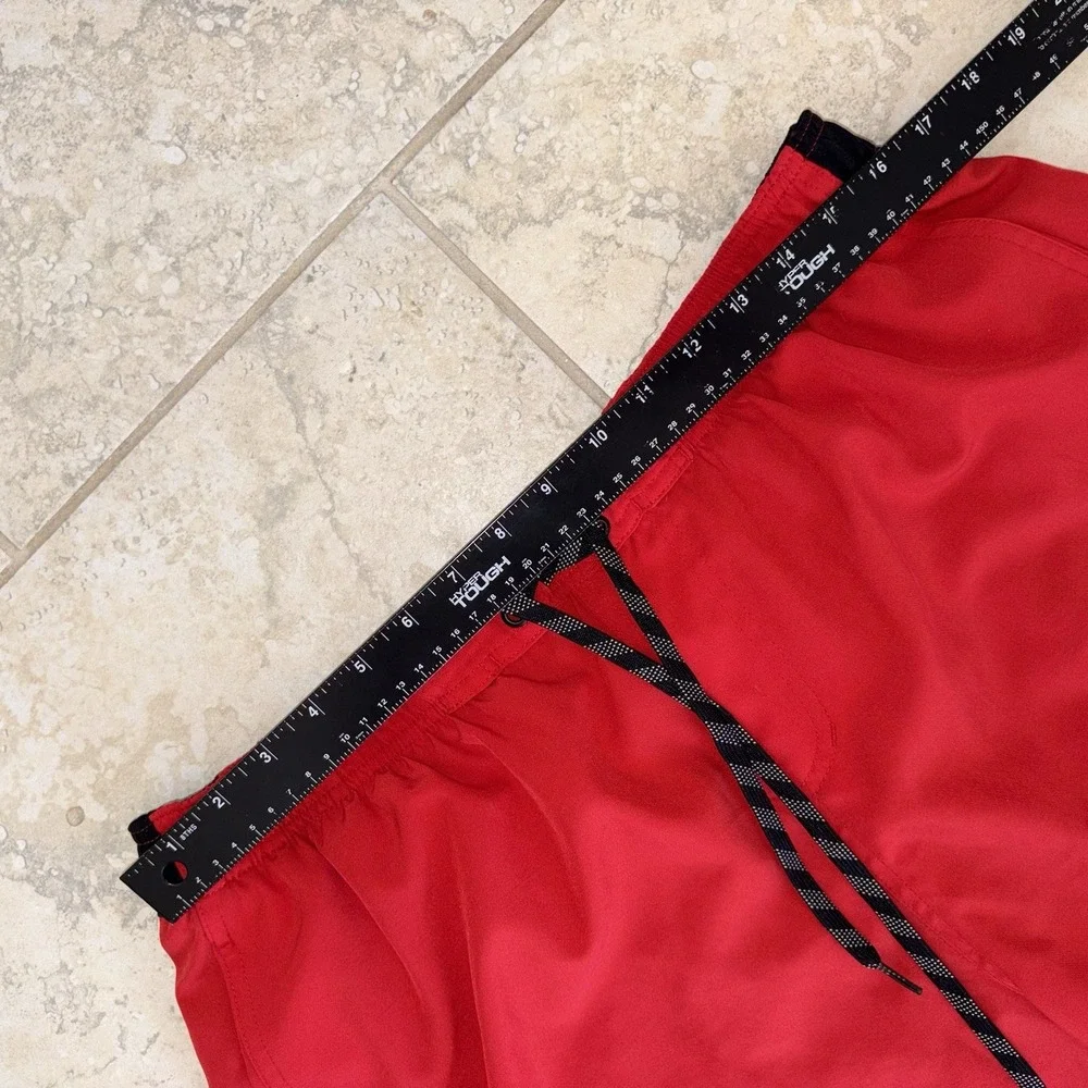 Vintage Nike Board Shorts Mens XXLT Red Black Big Swoosh Colorblock Beach